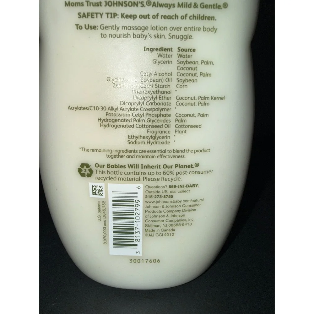 Johnson's Baby Naturals Nourishing Lotion 18oz Sealed Discont. NOS 99% Natural